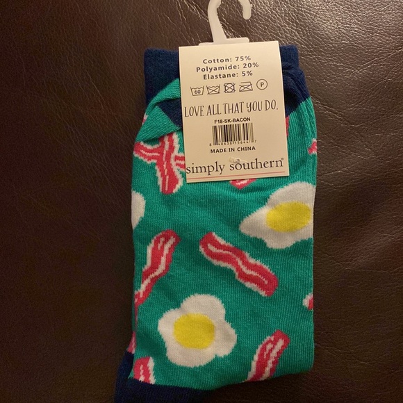 Simply Southern Socks, Bacon & Eggs, women size 5 - 10 - Picture 2 of 4